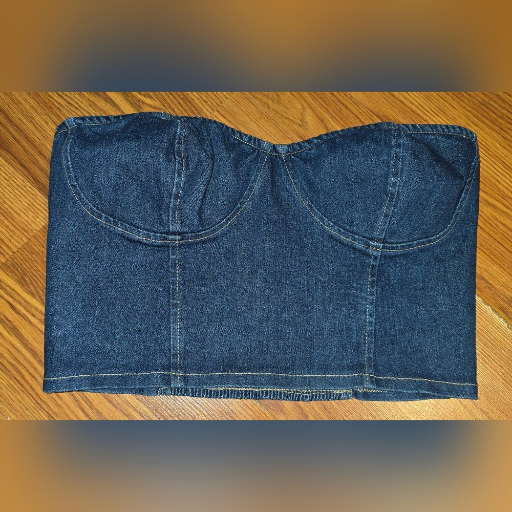 Altar'd State Denim Bustier Top